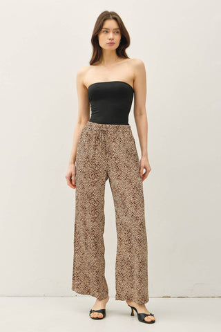LEOPARD PRINT WIDE LEG PANTS