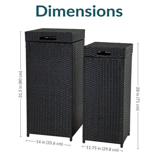 Sunnydaze Decor - Wicker Outdoor Trash Cans - Set of 2 - 26 Gal. and 15 Gal.
