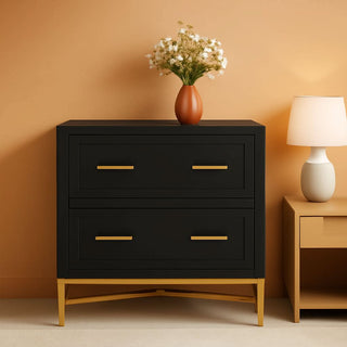 ShipItFurniture - Black Gold 2 Drawer Lateral File Cabinet For Home Office