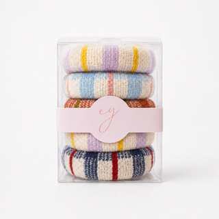 Soft Plaid Knit Hair Tie, 5-Piece Set, Curated Color Blend