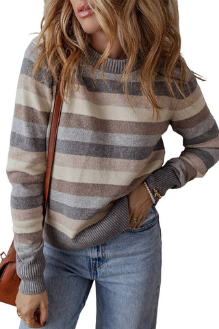 Robin Striped Sweater: Gray Stripe / S