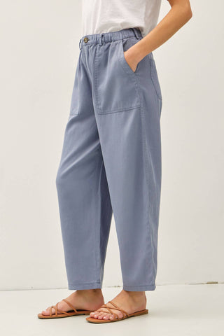 TENCEL LINEN BLEND BARREL TAPERED PANTS