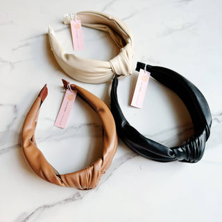 Leather Better Knotted Headband: Ivory