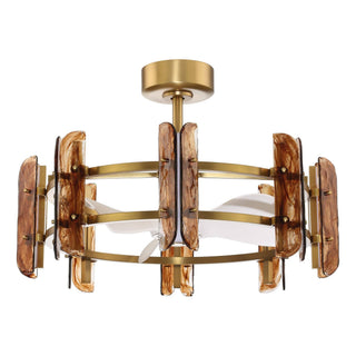 Brio Lighting - Ceiling Fan Modern 32" Perimost 3-Blade Gold Glass LED Light
