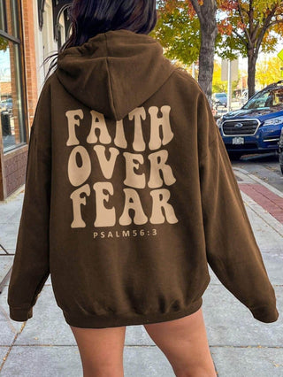 FAITH OVER FEAR Dropped Shoulder Hoodie - Just Believe Boutique
