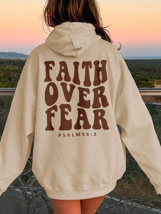 FAITH OVER FEAR Dropped Shoulder Hoodie - Just Believe Boutique