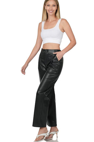 Faux Leather High Waisted Pants - Just Believe Boutique