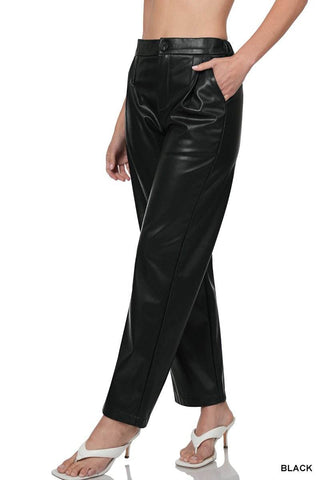 Faux Leather High Waisted Pants - Just Believe Boutique