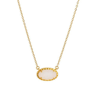 OVAL GEMSTONE CHARM PENDANT NECKLACE