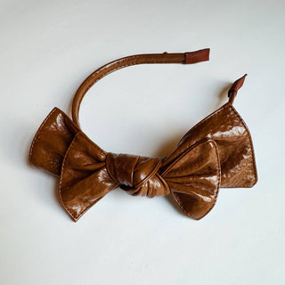 Patent Double Bow Headband: Pink