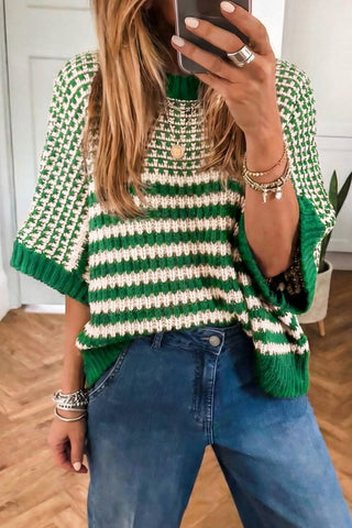 Color Block Draped Sleeve Sweater