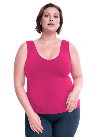 Built-In-Bra Tank - Curvy Fit: Magenta