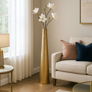 Sagebrook Home - Metal Ribbed Textured Finish Floor Vase - Gold, 58 in.