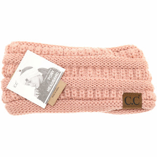 C.C. Ponytail Headband Solid Ribbed beanie