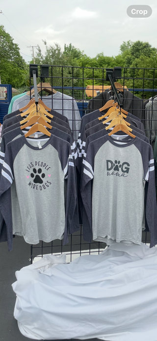 Less People More Dogs Baseball Tee – Gray/Charcoal – product only