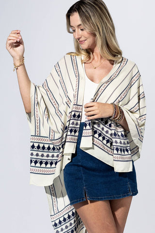 Indigo Geo Border Kimono