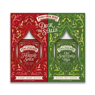 Toilet spray 2-pack in holiday spice and Spritzmas tree gift boxes