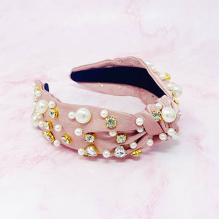 My Winslet Jeweled Satin Headband: Noble Pink