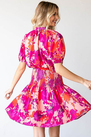 First Love Floral Short Sleeve Smocked Mini Dress - Just Believe Boutique