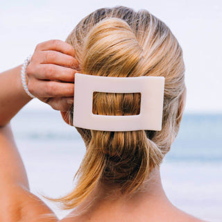 Flat Rectangle Hair Clip | Large | Almond Beige - Just Believe Boutique
