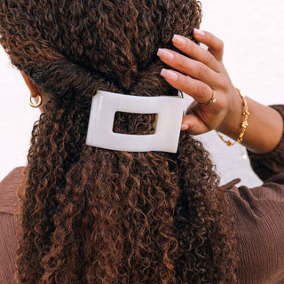 Flat Rectangle Hair Clip | Medium | Coconut White - Just Believe Boutique