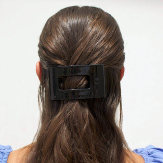 Flat Rectangle Hair Clip | Medium | Jet Black - Just Believe Boutique