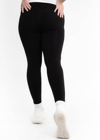 Fleece Lined Leggings - Curvy Fit: Charcoal - Just Believe Boutique