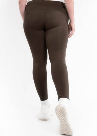 Fleece Lined Leggings - Curvy Fit: Olive - Just Believe Boutique