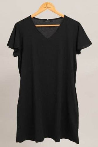 Flutter V - Neck Sleeve Dress - Just Believe Boutique