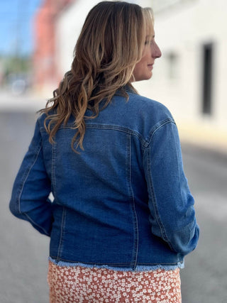 Frayed Denim Jacket - Just Believe Boutique