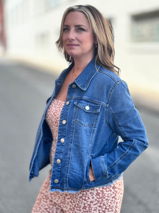 Frayed Denim Jacket - Just Believe Boutique