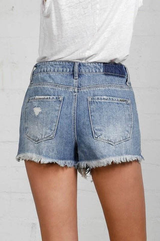Frayed Hem Distressed Denim Shorts - Just Believe Boutique