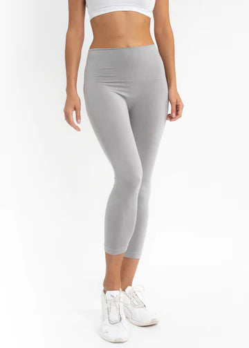 High-Waist Cropped Jeggings - Grey