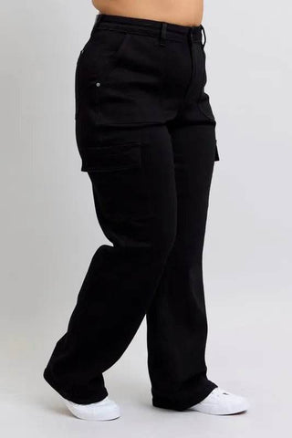 Full Size High Waist Cargo Wide Leg Jeans - Just Believe Boutique