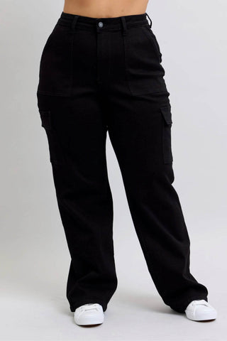 Full Size High Waist Cargo Wide Leg Jeans - Just Believe Boutique