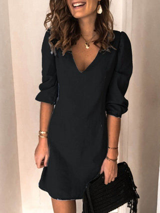 Full Size V-Neck Half Sleeve Dress - Just Believe Boutique