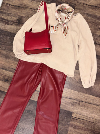 Gauze Top - Taupe/Tan – flat lay