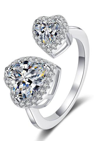 Heart-Shape Moissanite Open Ring - Just Believe Boutique