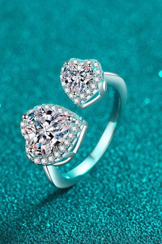 Heart-Shape Moissanite Open Ring - Just Believe Boutique