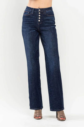 High Rise Button Fly Straight Leg - Just Believe Boutique