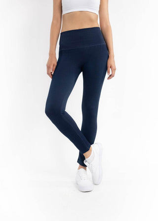 High Waist Crossover Leggings: BLACK DENIM - Just Believe Boutique