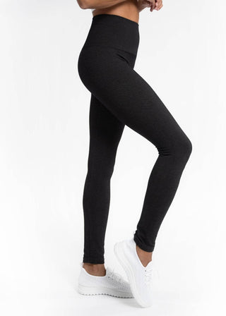 High Waist Crossover Leggings: BLACK DENIM - Just Believe Boutique