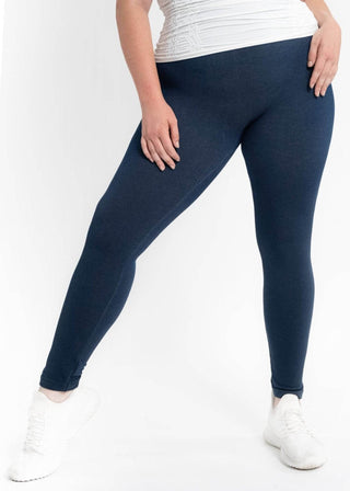 High Waist Crossover Leggings - Curvy Fit: WHITE DENIM - Just Believe Boutique