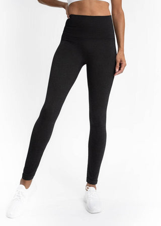 High Waist Crossover Leggings: STONE GREY DENIM - Just Believe Boutique
