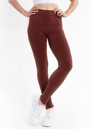 High-Waisted Leggings: CHERRY COLA - Just Believe Boutique