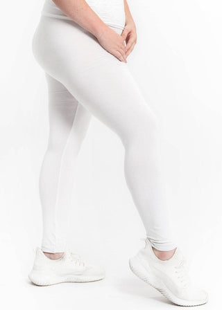 High Waisted Leggings - Curvy Fit: WHITE - Just Believe Boutique