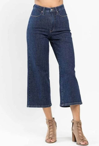High Waisted Tummy Control Tailored Crop Wide Leg - Just Believe Boutique