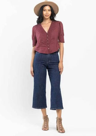 High Waisted Tummy Control Tailored Crop Wide Leg - Just Believe Boutique