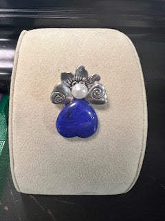 Small Angel Brooch - Blue Stone