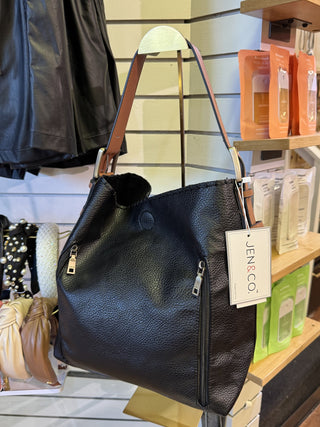 Alexa 2-in-1 Hobo Bag w/Dual Zip Compartments – Black – lifestyle